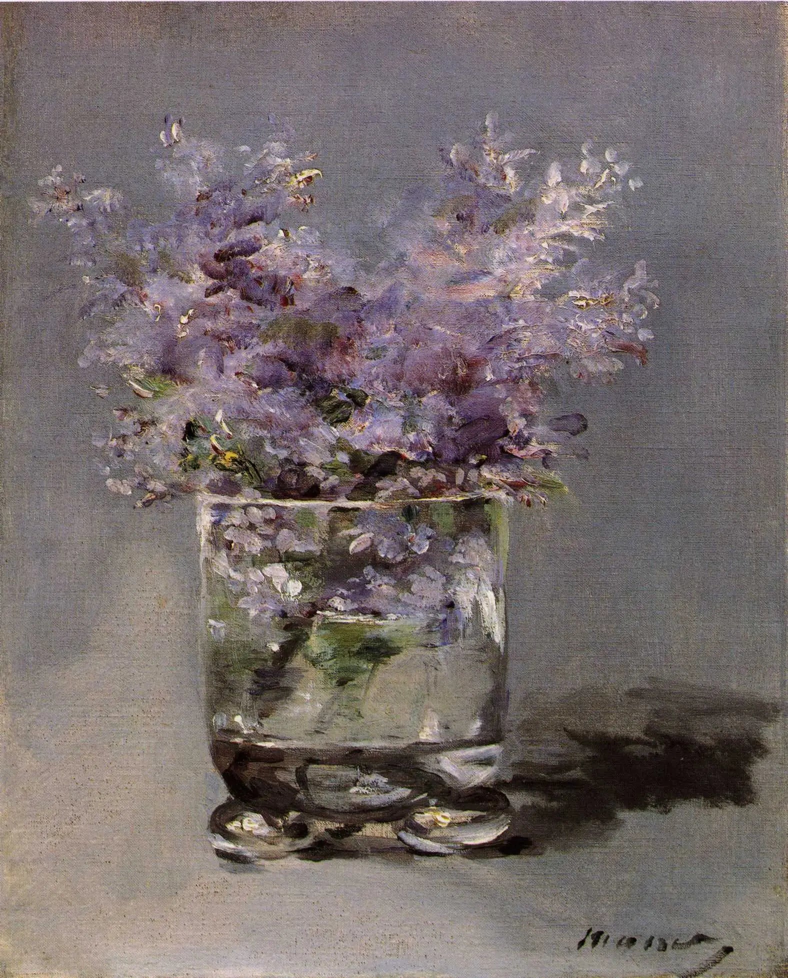 Reproduction du tableau « Lilas dans un verre - Édouard Manet » par Alpha Reproduction en peinture à l’huile