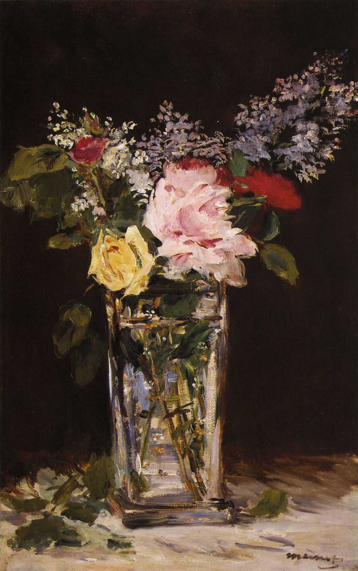 Reproduction du tableau « Roses et lilas - Édouard Manet » par Alpha Reproduction en peinture à l’huile