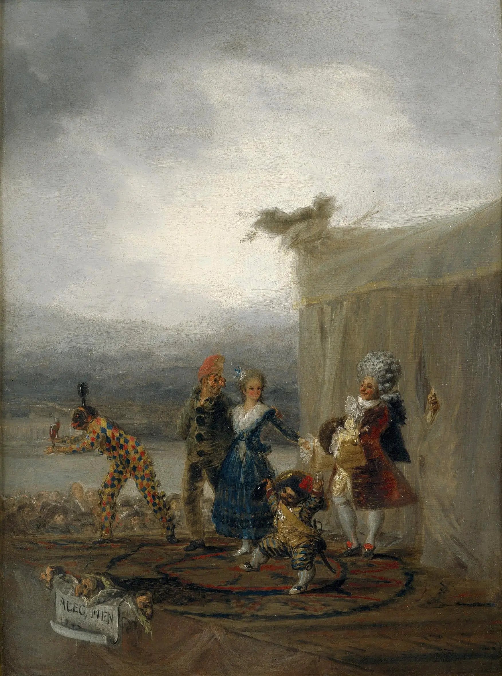 Reproduction du tableau « Des acteurs comiques ambulants - Francisco de Goya » par Alpha Reproduction en peinture à l’huile