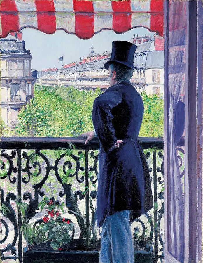 Reproduction du tableau « L'homme au balcon, boulevard Haussmann - Gustave Caillebotte » par Alpha Reproduction en peinture à l’huile