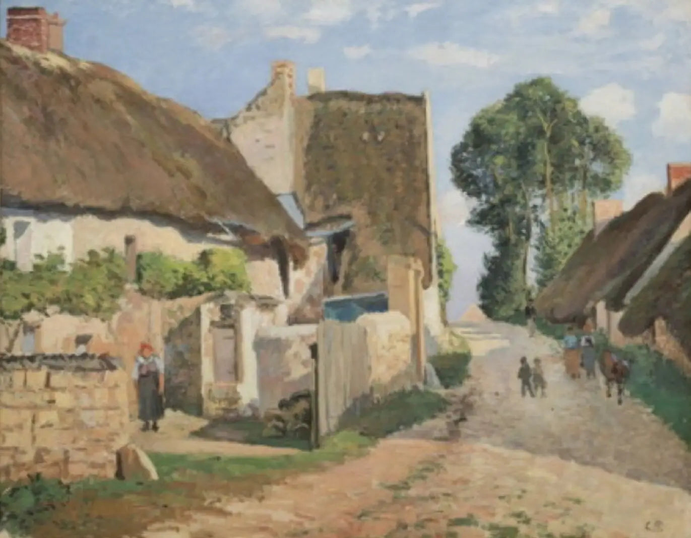 Reproduction du tableau « Chaumières à Auvers-sur-Oise - Camille Pissarro » par Alpha Reproduction en peinture à l’huile