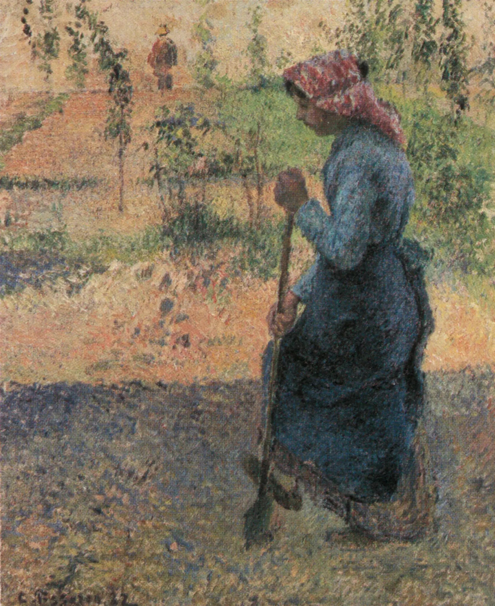 Reproduction du tableau « Etude de paysanne en plein air (paysanne bêchant) - Camille Pissarro » par Alpha Reproduction en peinture à l’huile