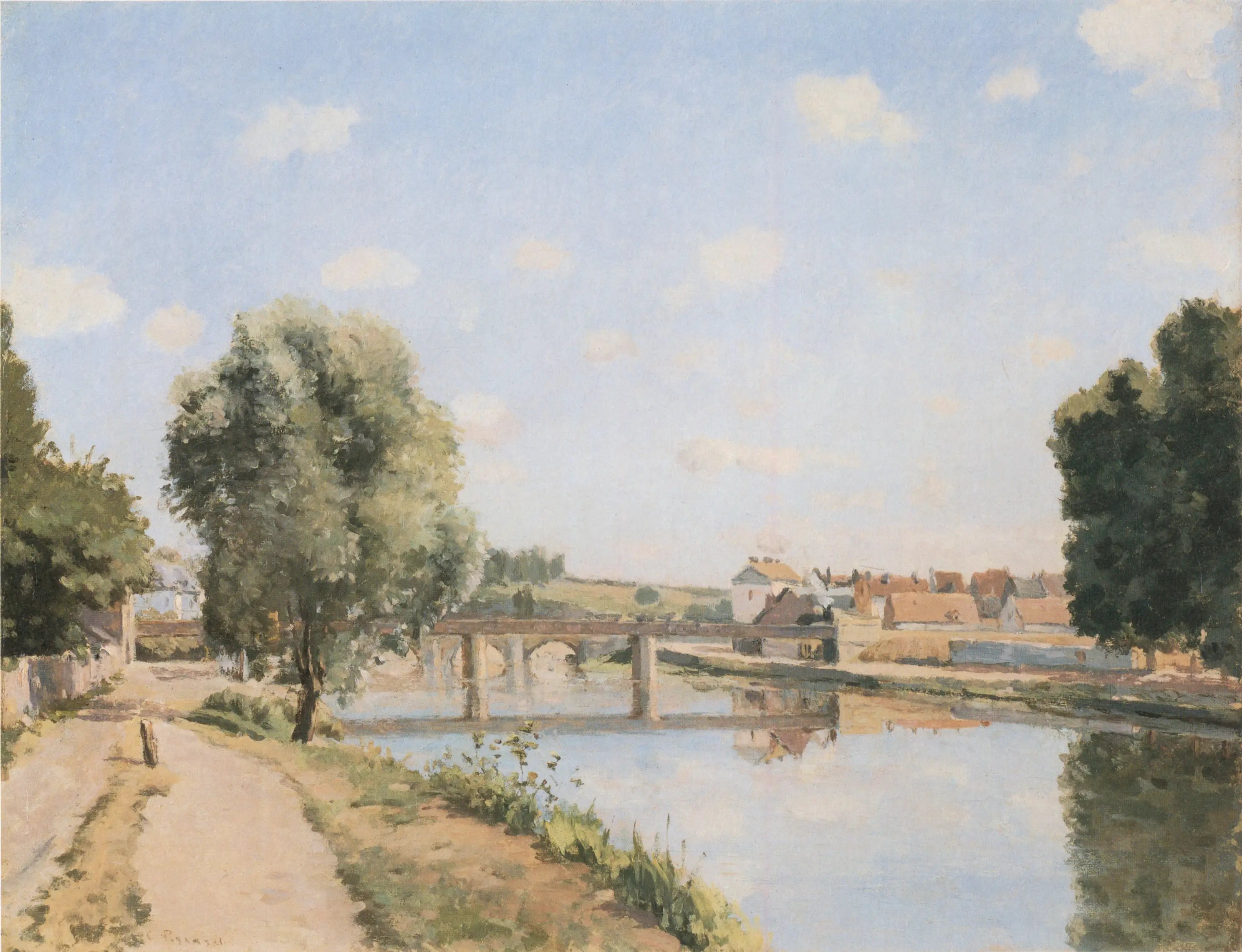 Reproduction du tableau « Le Pont du chemin de fer, Pontoise - Camille Pissarro » par Alpha Reproduction en peinture à l’huile