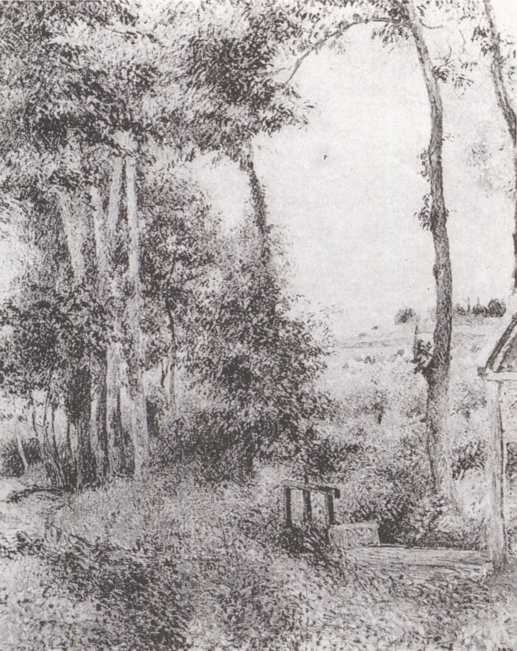 Reproduction du tableau « Paysage à Osny, la vanne près du moulin - Camille Pissarro » par Alpha Reproduction en peinture à l’huile
