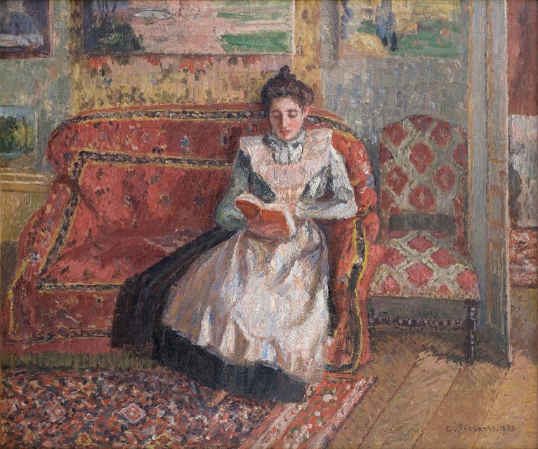 Reproduction du tableau « Jeanne Pissarro dit Cocotte, lisant - Camille Pissarro » par Alpha Reproduction en peinture à l’huile