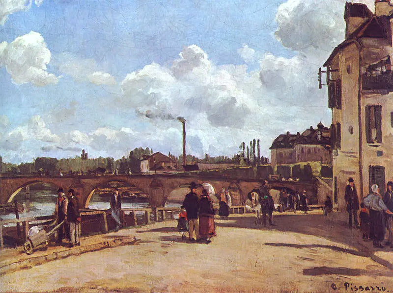 Utsikt over Pontoise Quai du Pothuis - Camille Pissarro
