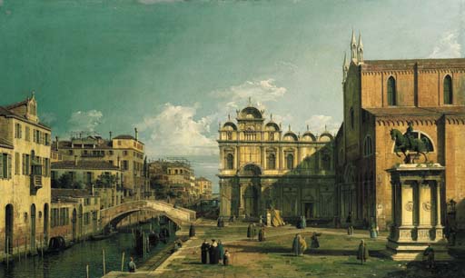 Le Campo Santi Giovanni e Paolo, Venise, avec l'extrémité ouest de l'église et la Scuola di San Marco - Canaletto