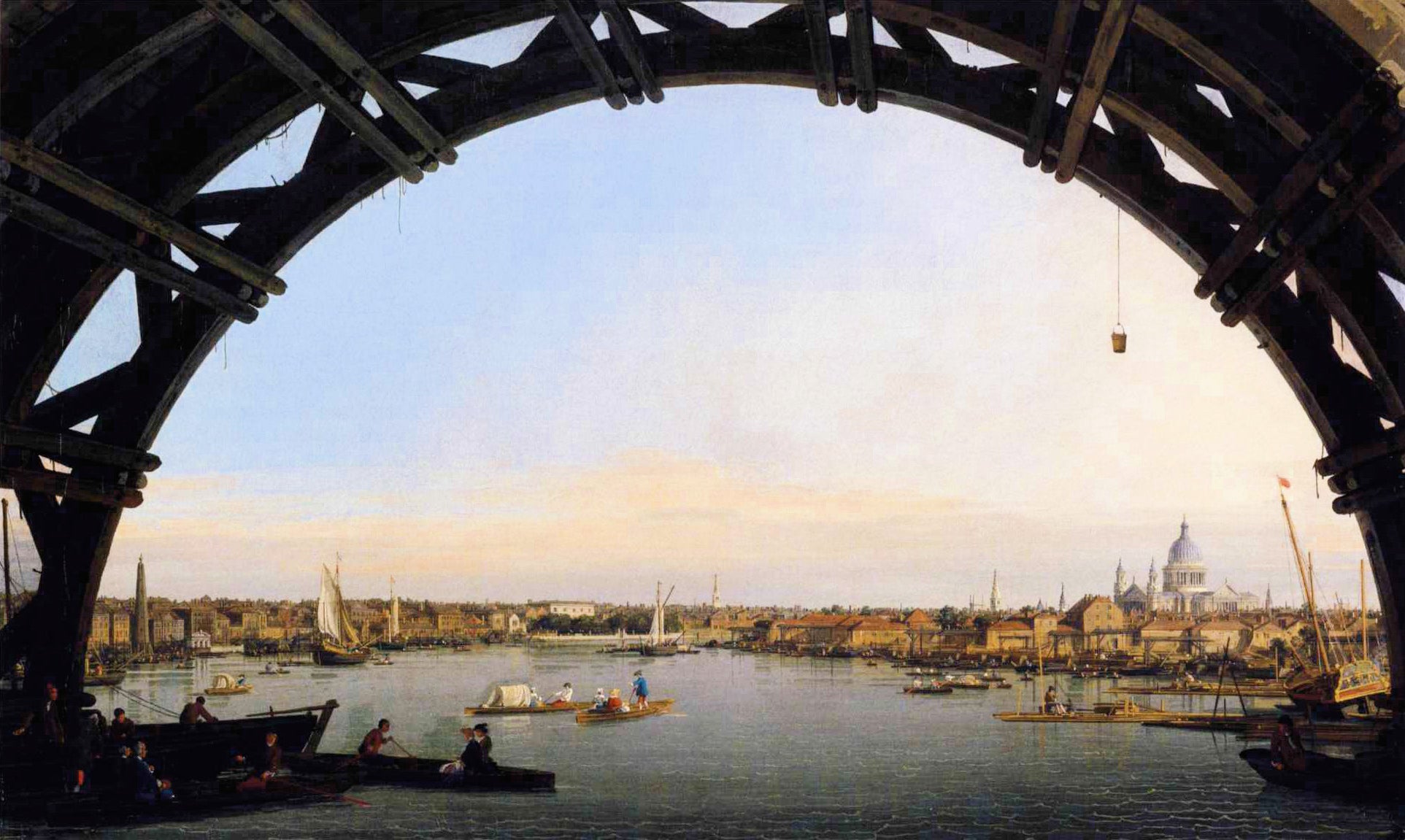 Vue de la Tamise et de la City sous un arc de Westminster Bridge - Canaletto