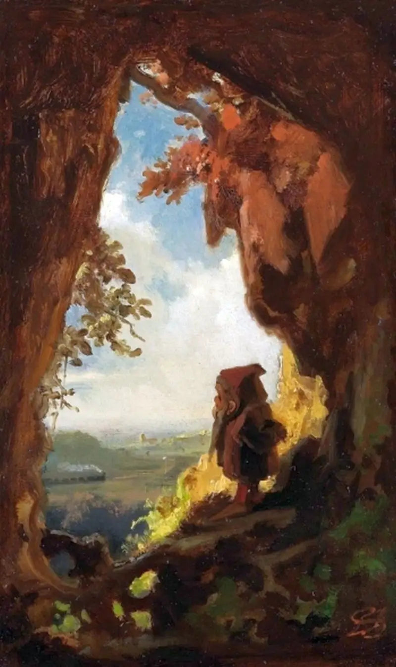 Gnom som ser på et tog - Carl Spitzweg