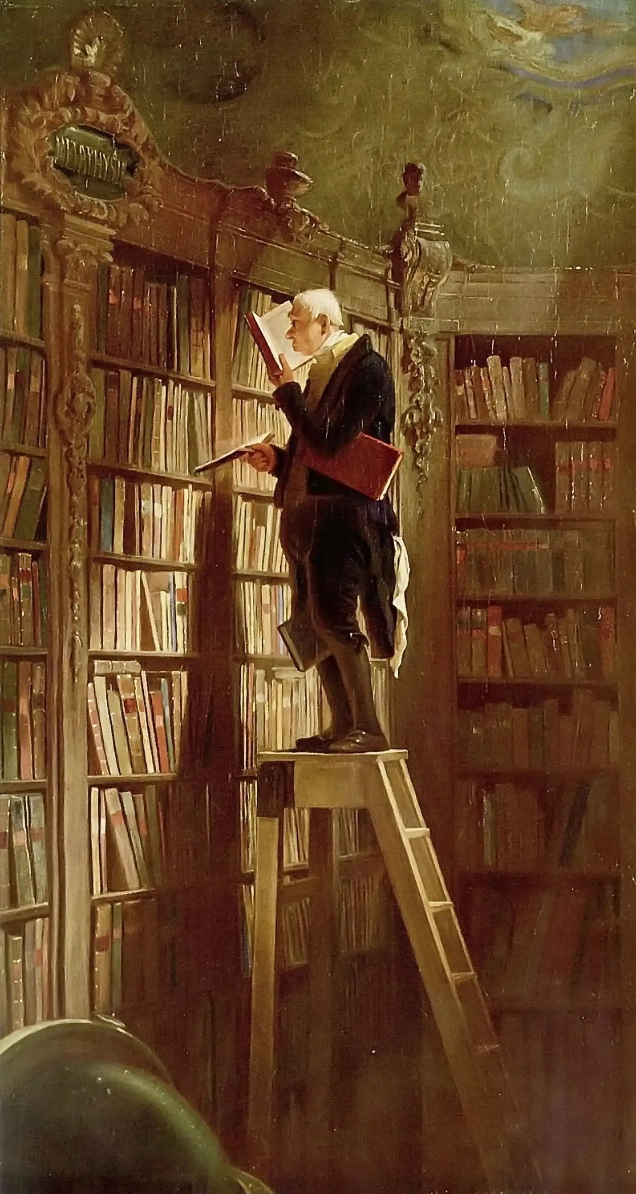 Le Rat de bibliothèque détail - Carl Spitzweg - Alpha Reproduction