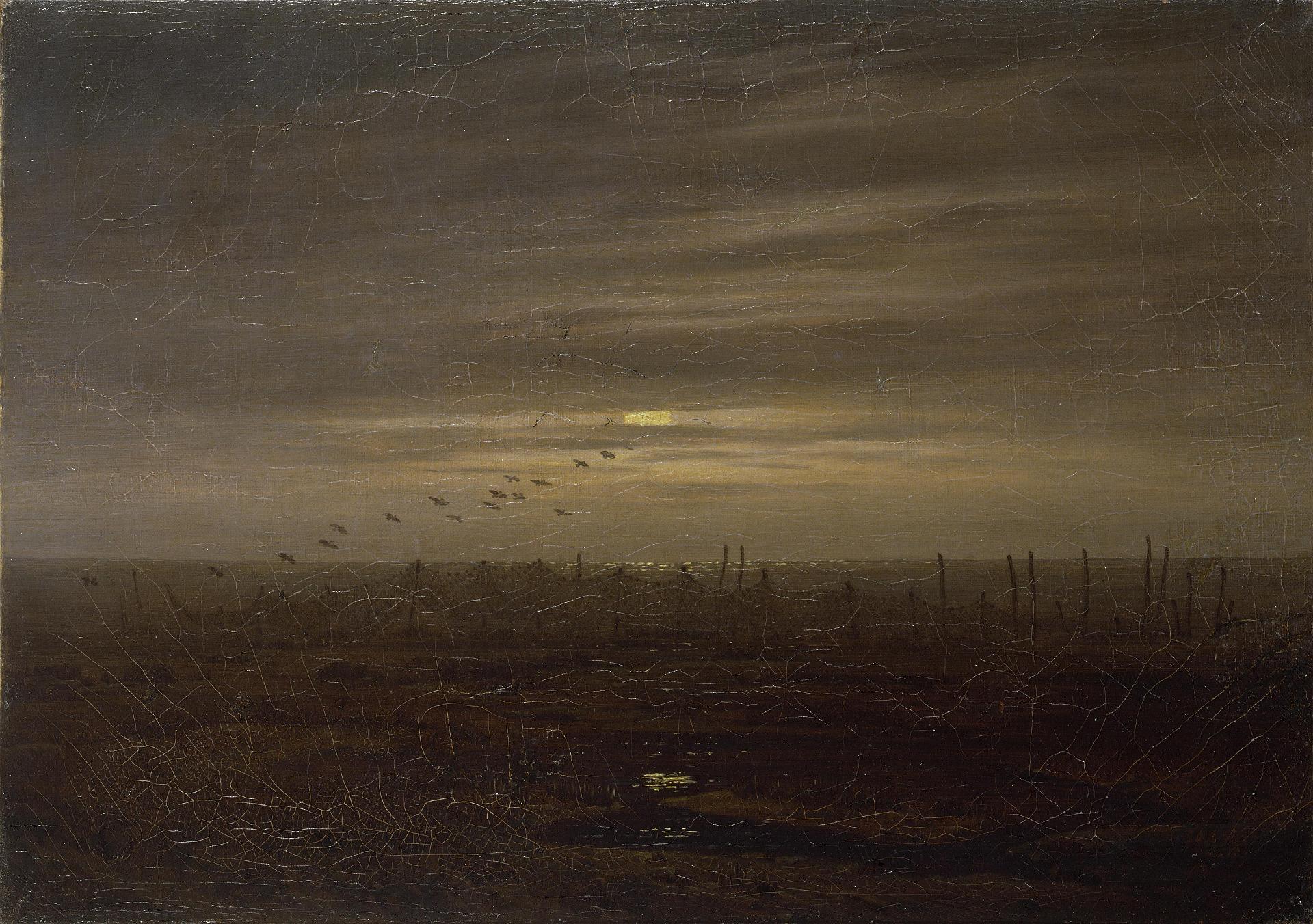 Reproduction du tableau « Plage avec des filets de pêche - Caspar David Friedrich » par Alpha Reproduction en peinture à l’huile