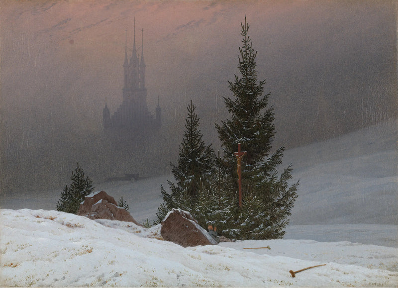 Vinterlandskap med kirke - Caspar David Friedrich
