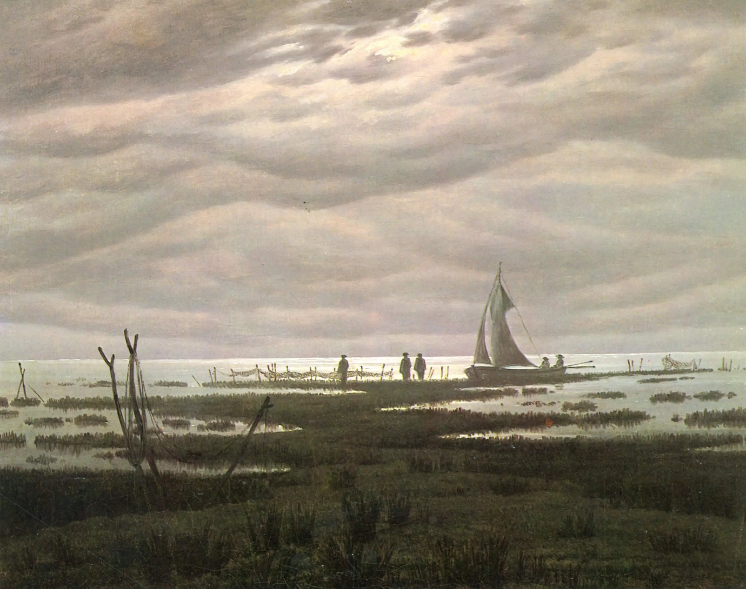 Reproduction du tableau « Paysage plat dans la baie de Greifswald - Caspar David Friedrich » par Alpha Reproduction en peinture à l’huile