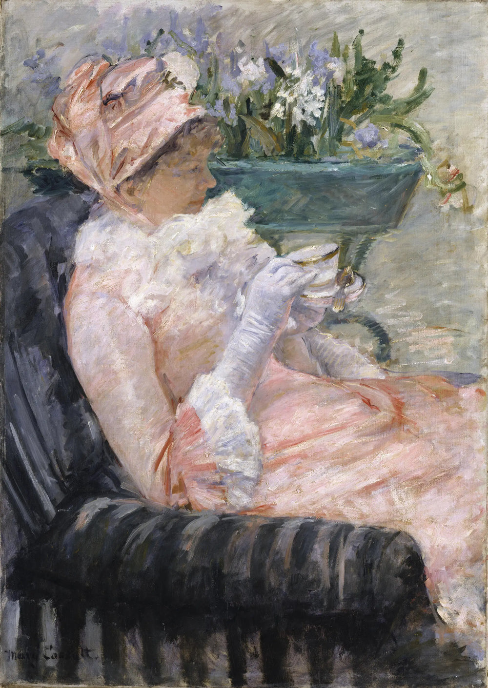 Reproduction du tableau « La Tasse de thé - Mary Cassatt » par Alpha Reproduction en peinture à l’huile