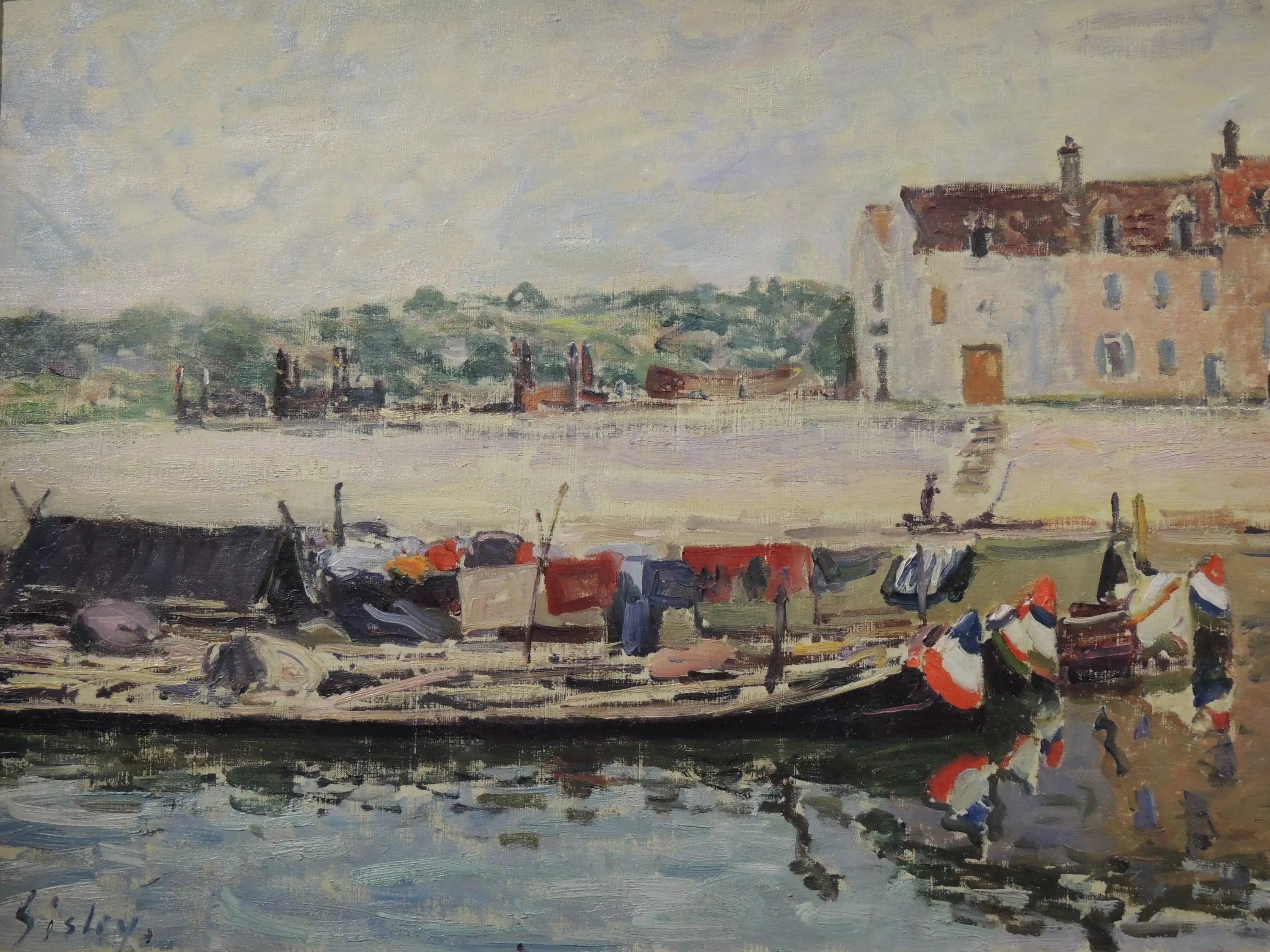 Reproduction du tableau « Chalands à St-Mammès - Alfred Sisley » par Alpha Reproduction en peinture à l’huile