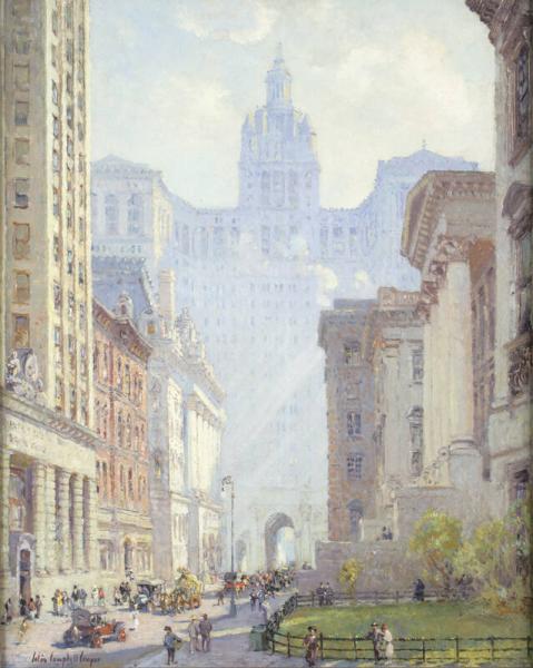 Chambers Street et l’Hôtel de Ville New York. - Colin Campbell Cooper - Alpha Reproduction