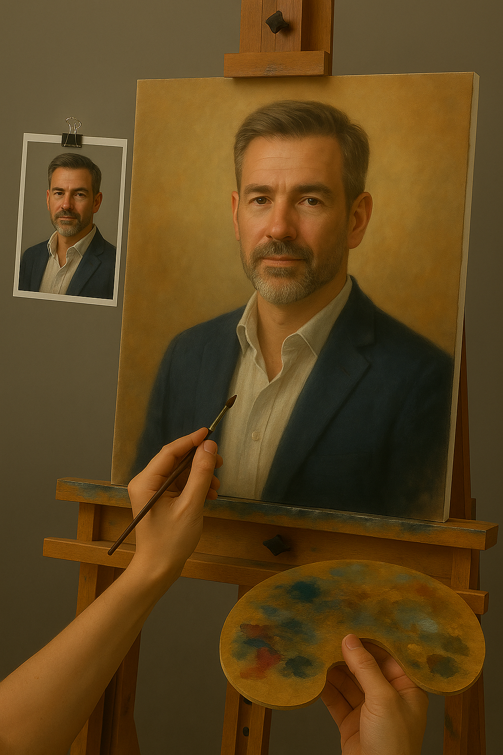 🎨 Tilpassbart portrettmaleri for 1 person – Unikt oljemaleri