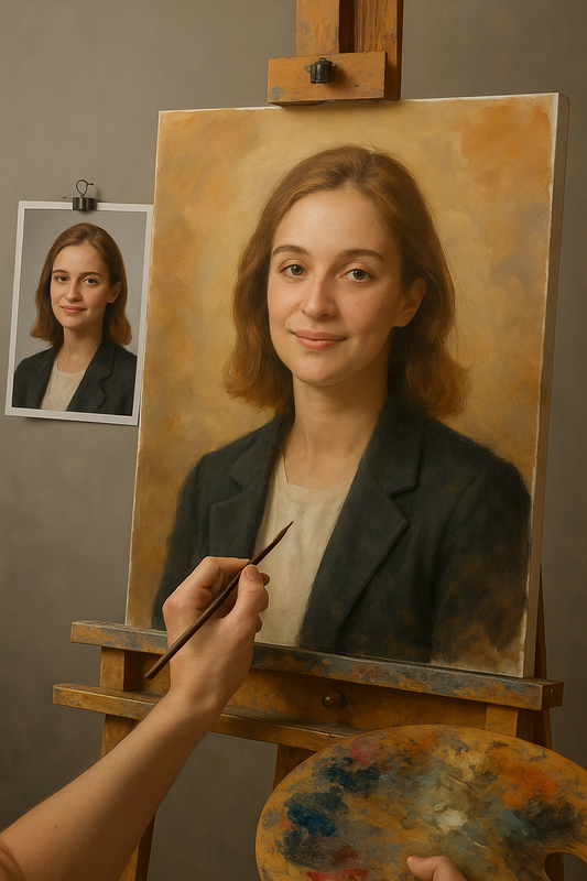 🎨 Tilpassbart portrettmaleri for 1 person – Unikt oljemaleri