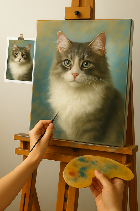 🎨 Tilpassbart Katteportrett – Unikt Oljemaleri