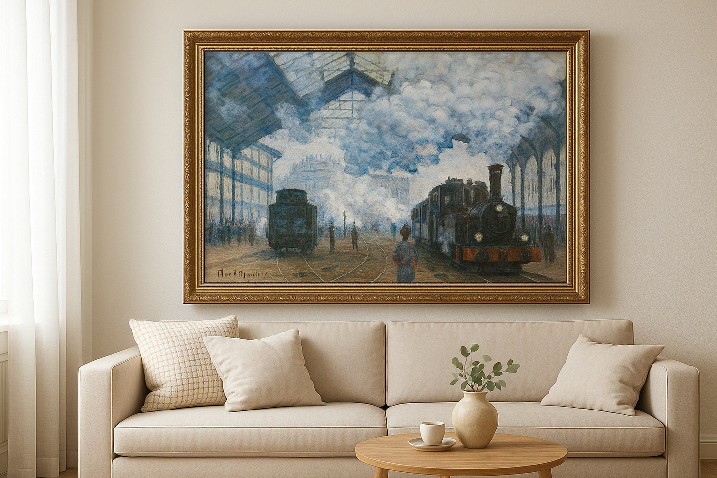 La Gare Saint-Lazare, ankomst av et tog – Claude Monet, 1877