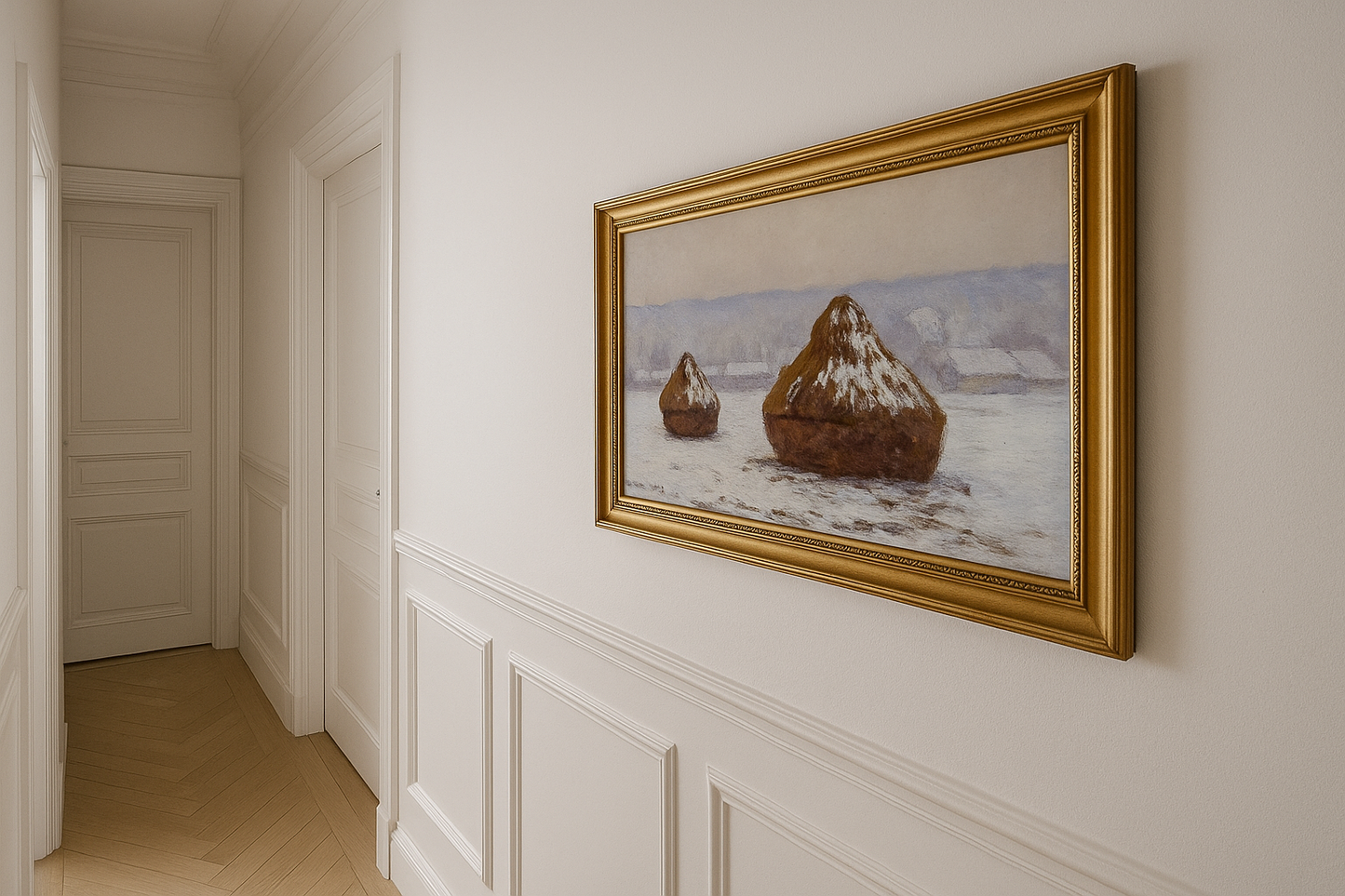 Meules, snøeffekt av Claude Monet