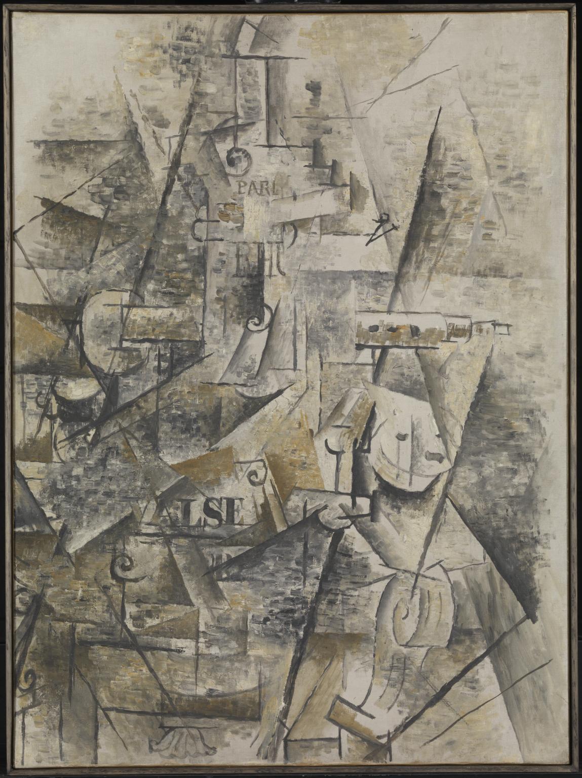 Klarinett og romflaske på en peis – Juan Gris (1911–1912)