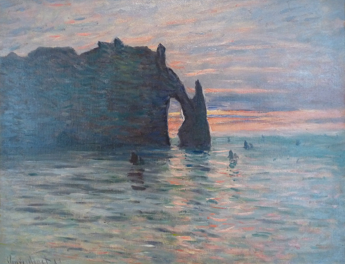 🎨 Solnedgang i Étretat – Claude Monet, 1883