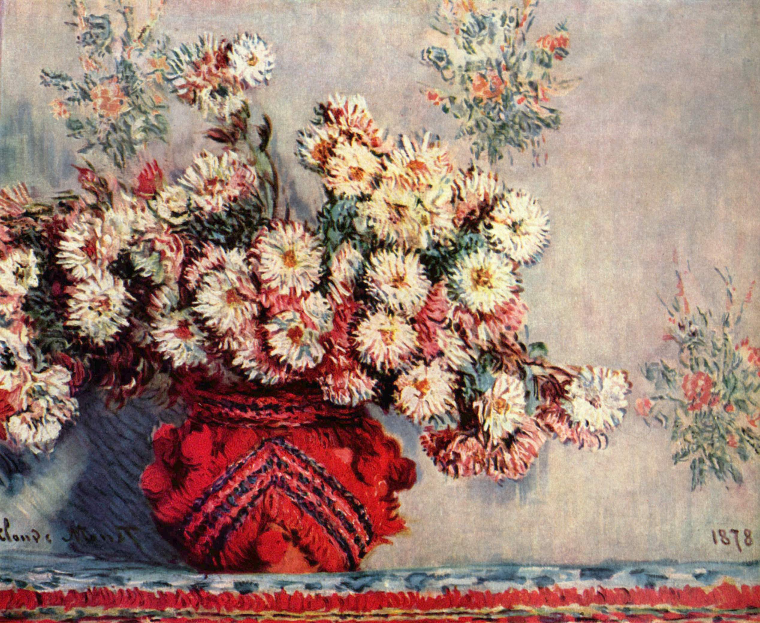 Reproduction du tableau « Chrysanthèmes - Claude Monet » par Alpha Reproduction en peinture à l’huile