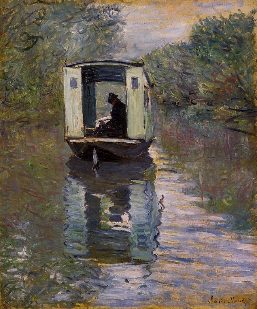 Reproduction du tableau « Le Bateau-atelier - Claude Monet » par Alpha Reproduction en peinture à l’huile