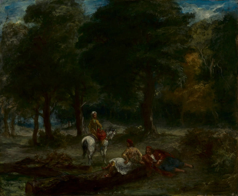 Greske ryttere i hvile i en skog - Eugène Delacroix