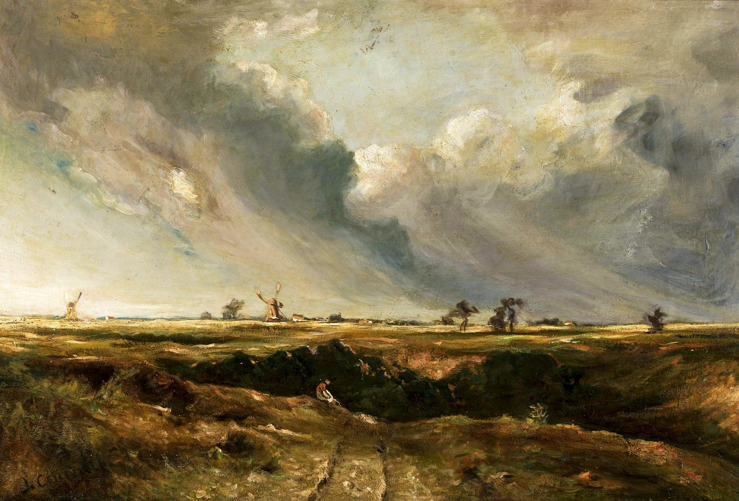 Les moulins dans le paysage. - John Constable