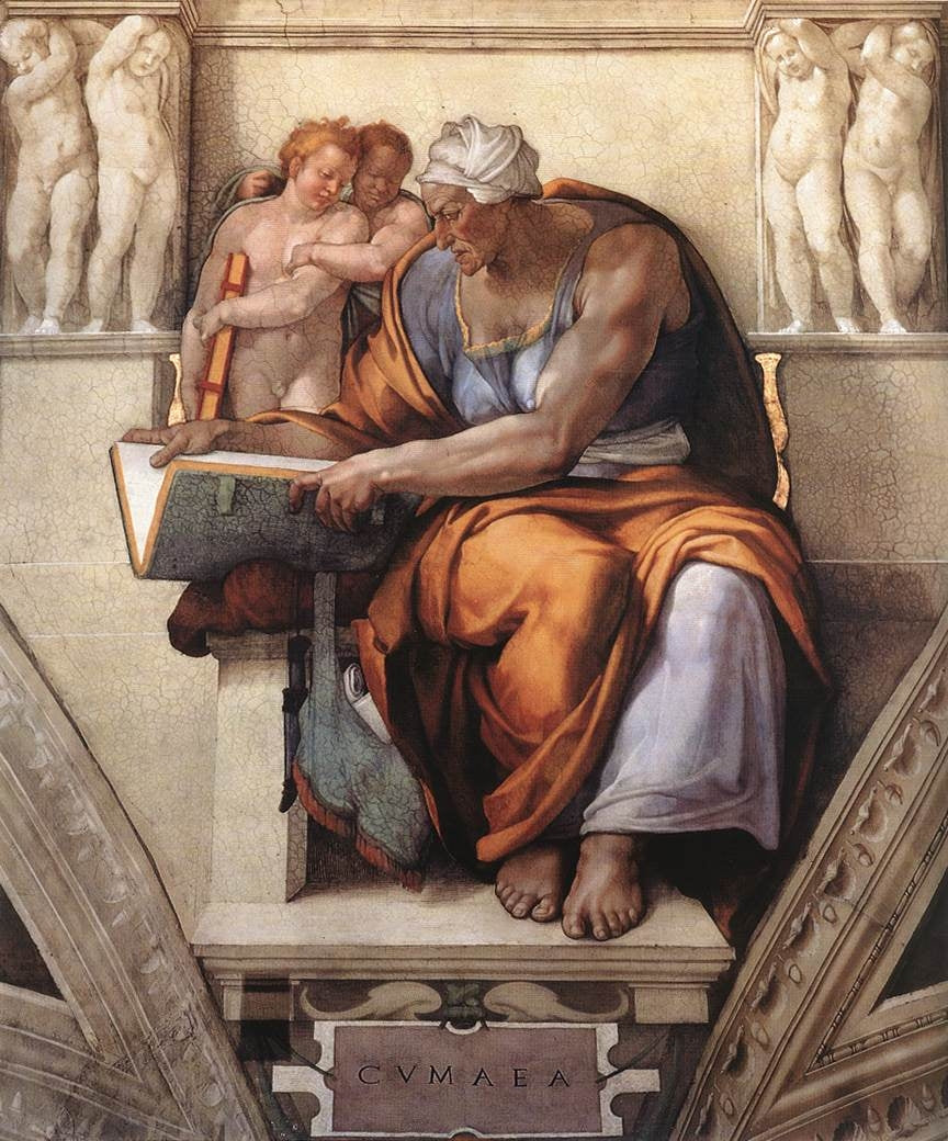 Reproduction du tableau « La Sibylle de Cumes - Michel-Ange » par Alpha Reproduction en peinture à l’huile