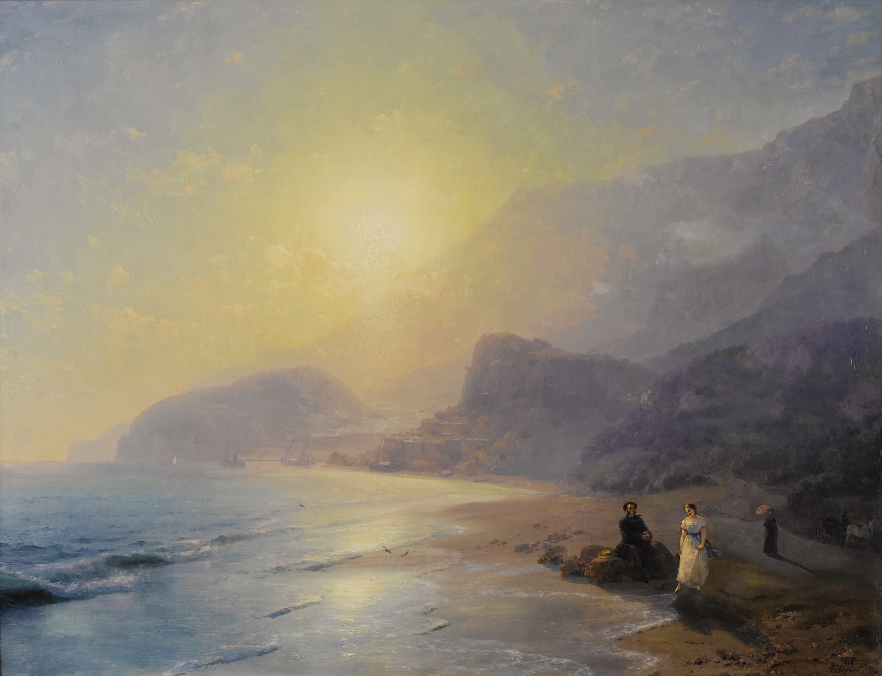 A. S. Pouchkine et la comtesse M. N. Raevskaya au bord de la mer près de Gurzuf - Ivan Aïvazovski