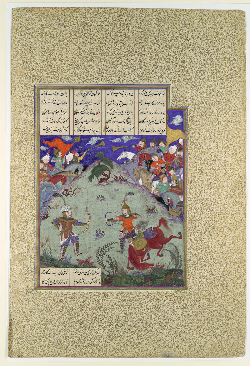 Le Combat de Rostam et Ashkabus - Mirza Muhammad Qabahat