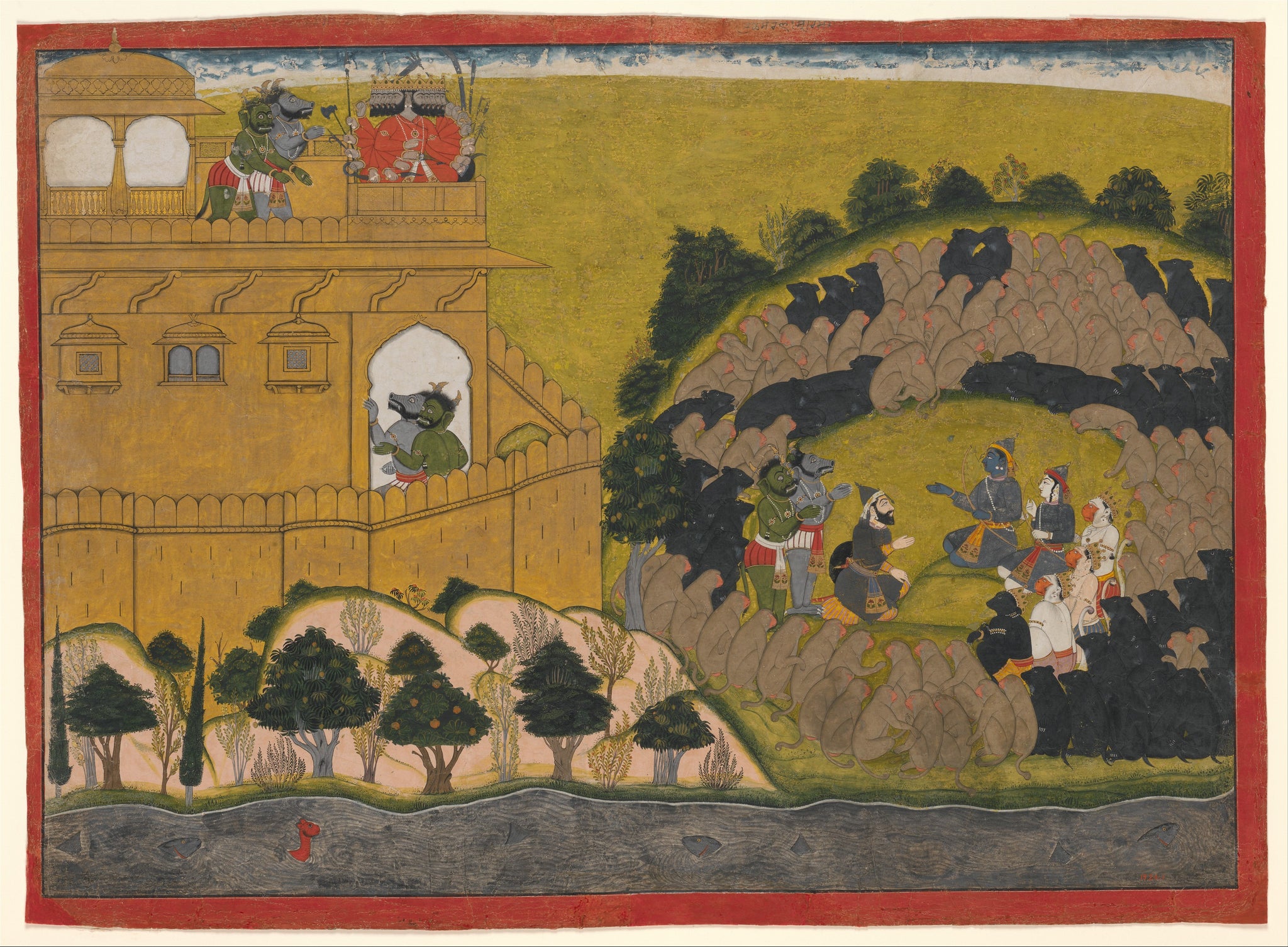 Manaku, Rama Releases the Demon Spies Shuka and Sarana: Folio from the Siege of Lanka series, ca. 1725, The Metropolitan Museum of Art, New York