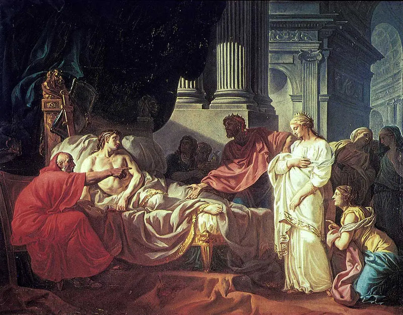 Érasistrate oppdager årsaken til Antiochus' sykdom - Jacques-Louis David