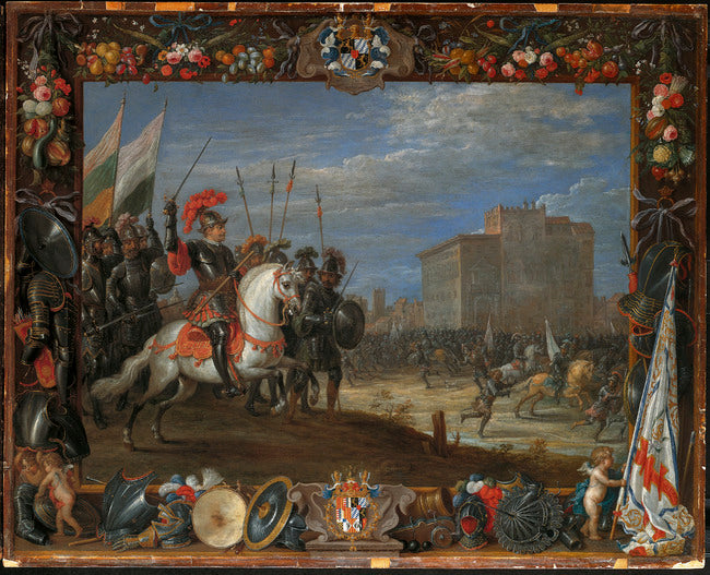 Don Antonio Moncada repousse l'attaque de Cabrera sur le château où réside la reine Bianca - David Teniers le Jeune