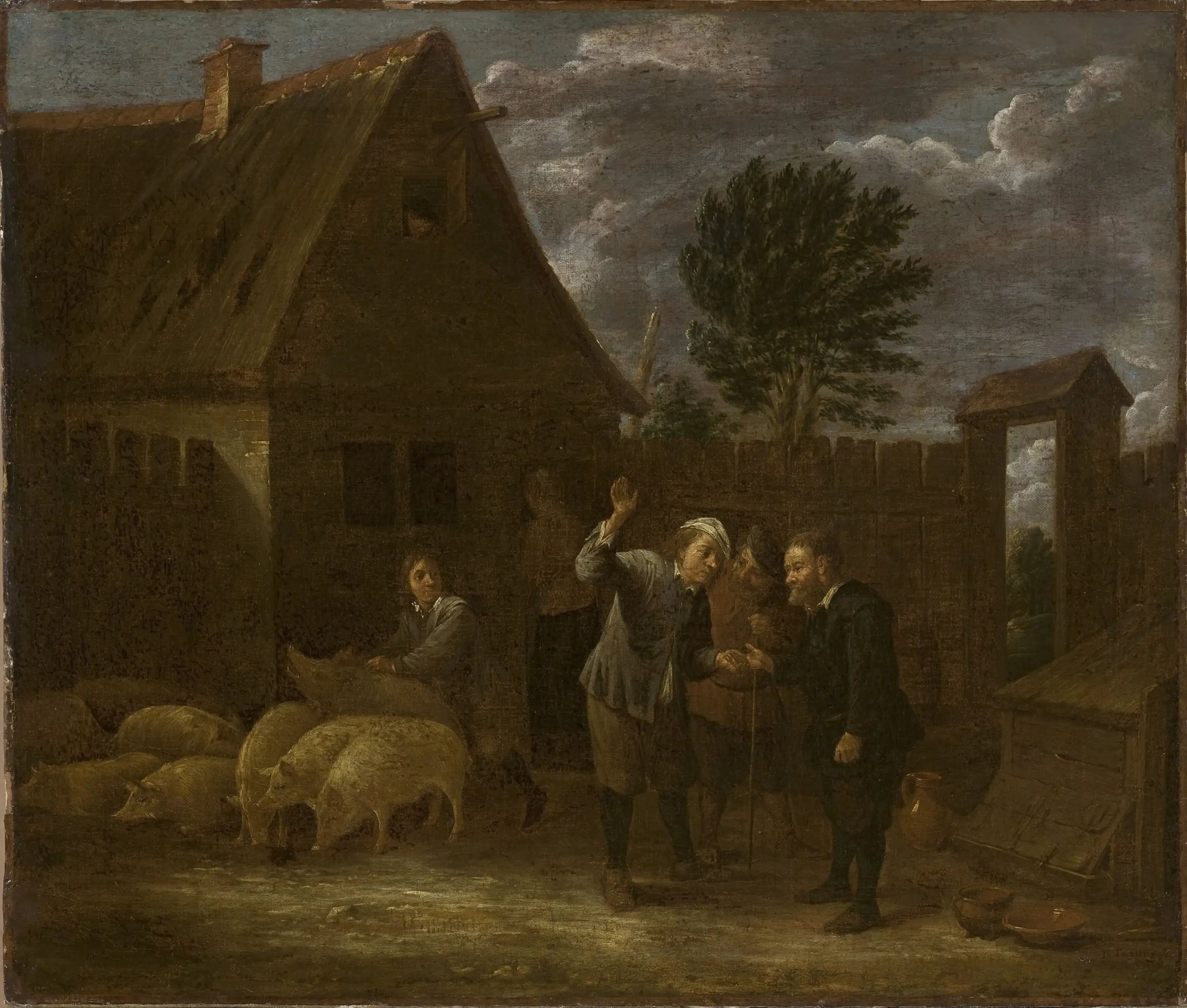 Paysage avec un vendeur de cochons - David Teniers le Jeune - Alpha Reproduction