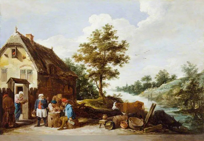 Une auberge au bord de la rivière - David Teniers le Jeune - Alpha Reproduction
