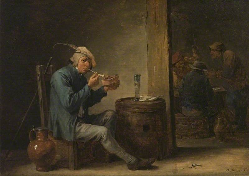 Paysan fumant dans un intérieur (Pastimes flamands, Intérieur) - David Teniers le Jeune
