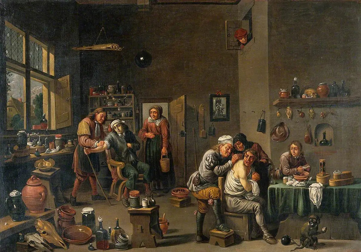 Intérieur d’un cabinet médical avec deux opérateurs - David Teniers le Jeune - Alpha Reproduction