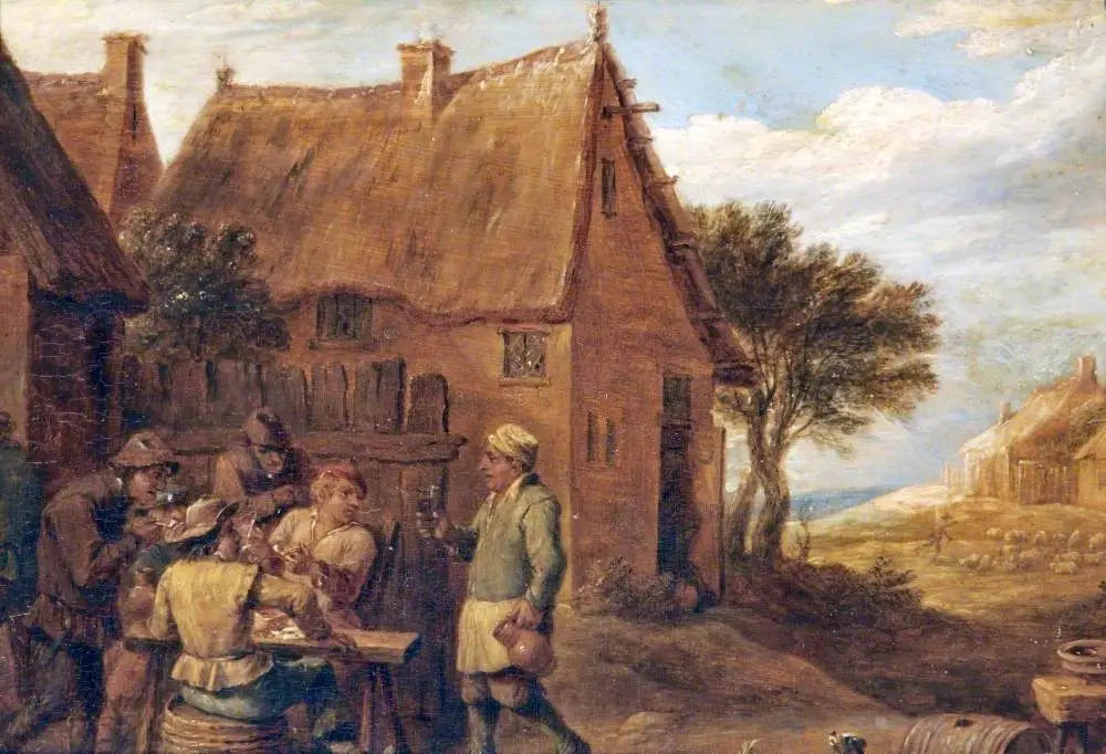 Des rustres devant une taverne - David Teniers le Jeune - Alpha Reproduction