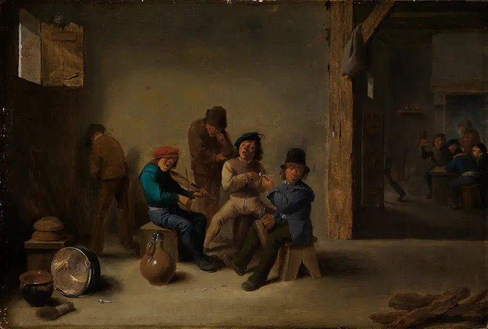 Des fermiers buvant et fumant dans une taverne - David Teniers le Jeune - Alpha Reproduction