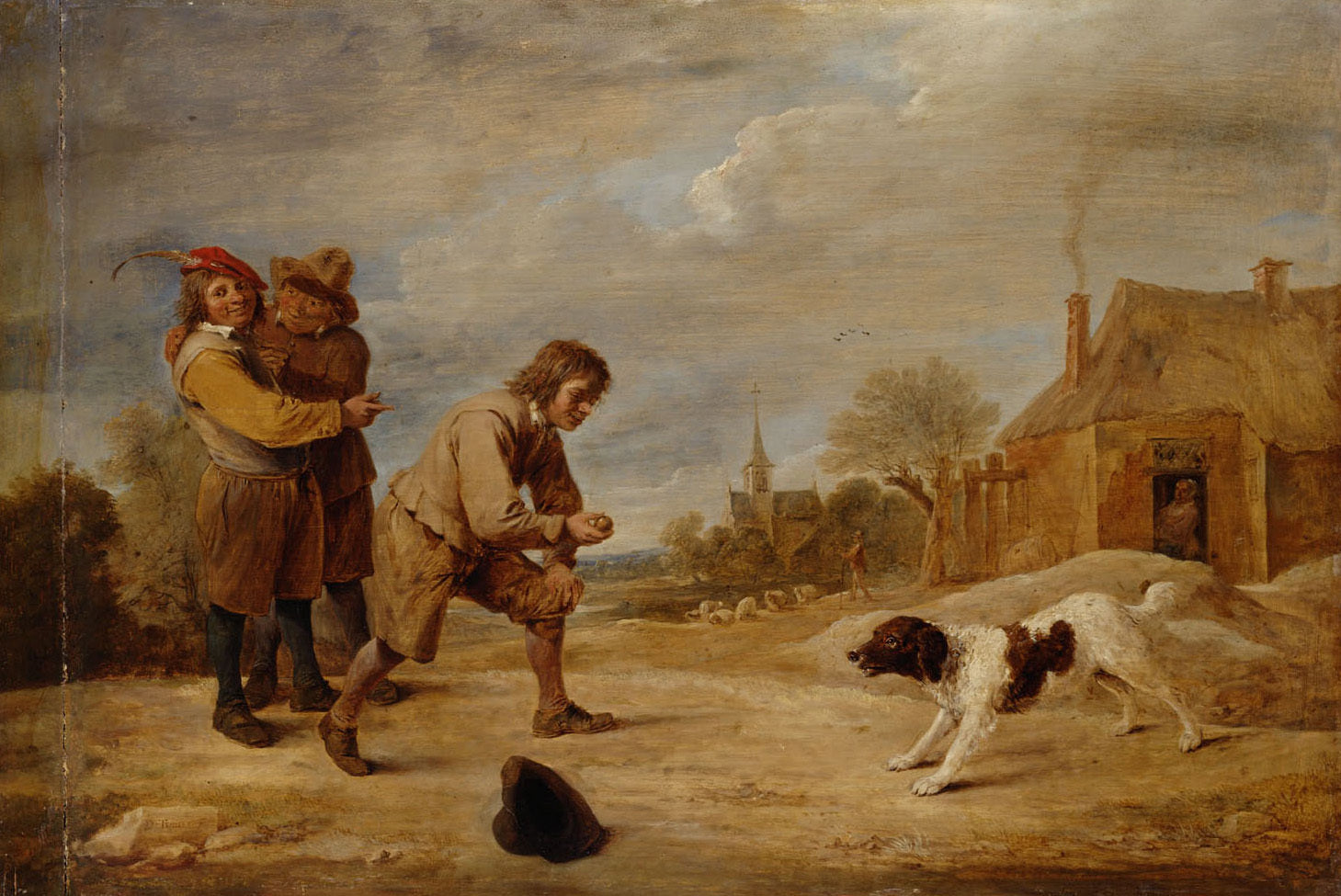 Garçon paysan avec son chien - David Teniers le Jeune