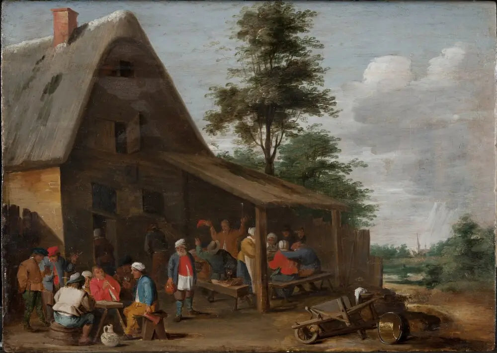 Paysans festoyant devant une auberge de village - David Teniers le Jeune - Alpha Reproduction