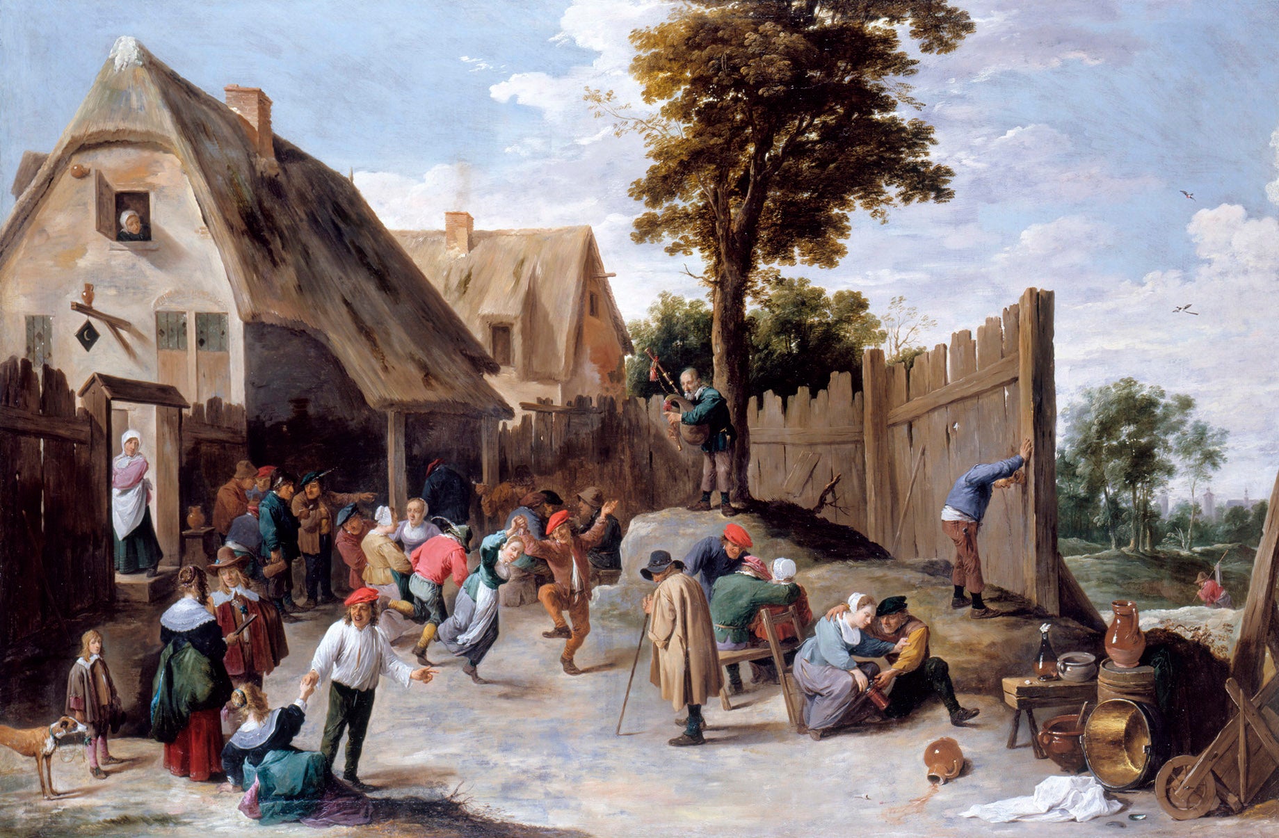 Paysans dansant devant une taverne - David Teniers le Jeune