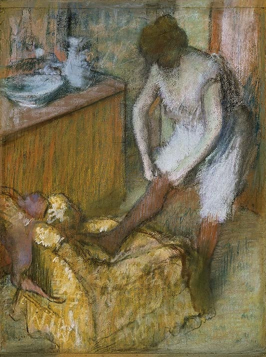 Reproduction du tableau « Femme portant des chaussettes - Edgar Degas » par Alpha Reproduction en peinture à l’huile