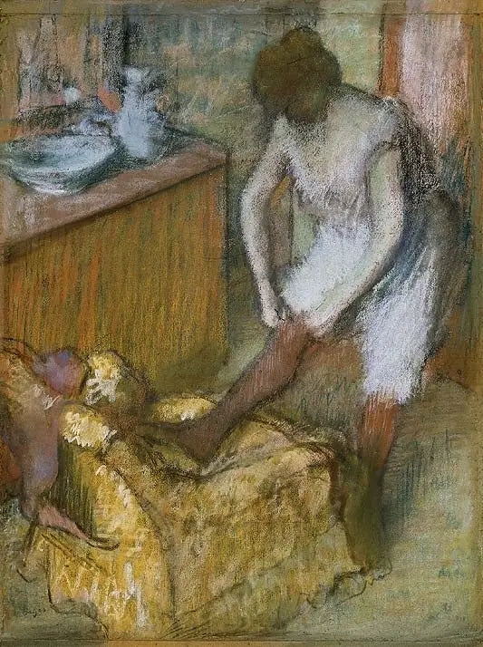 Reproduction du tableau « Femme portant des chaussettes - Edgar Degas » par Alpha Reproduction en peinture à l’huile