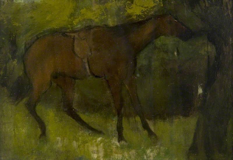 Reproduction du tableau « Cheval attaché à un arbre - Edgar Degas » par Alpha Reproduction en peinture à l’huile
