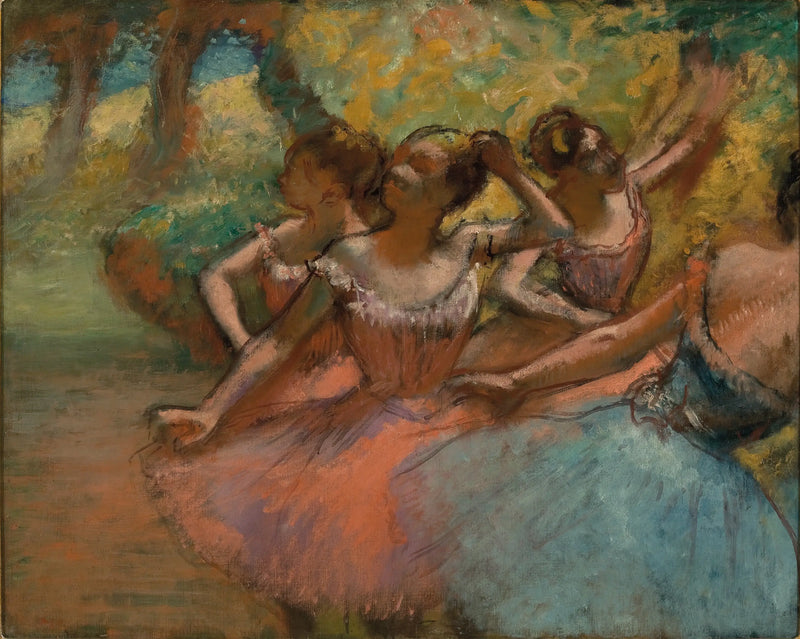 Fire ballerinaer på scenen - Edgar Degas